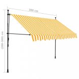 fehér-narancssárga kézzel kihúzható LED-es napellenző 300 cm