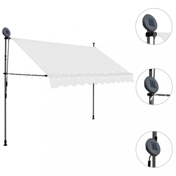 krémszínű kézzel kihúzható LED-es napellenző 250 cm
