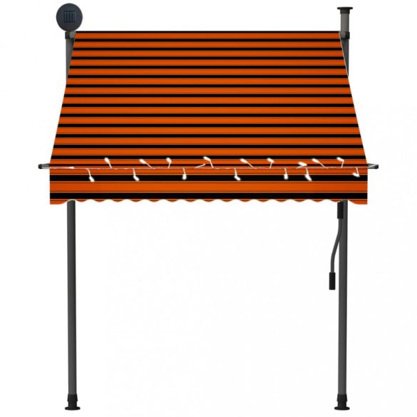 narancssárga-barna kézzel feltekerhető LED-es napellenző 150 cm