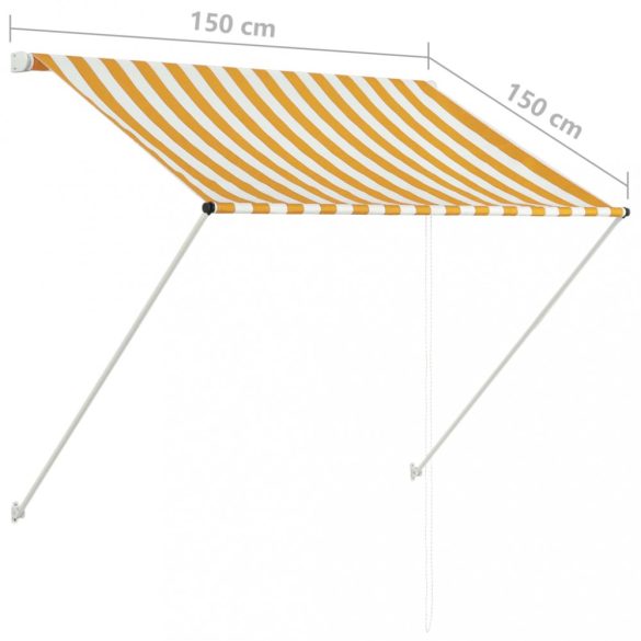 feltekerhető sárga és fehér napellenző 100 x 150 cm