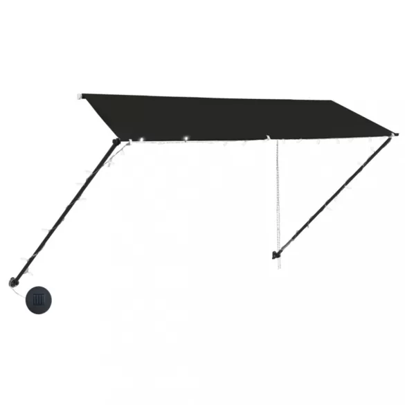 feltekerhető antracitszürke napellenző LED-del 300 x 150 cm
