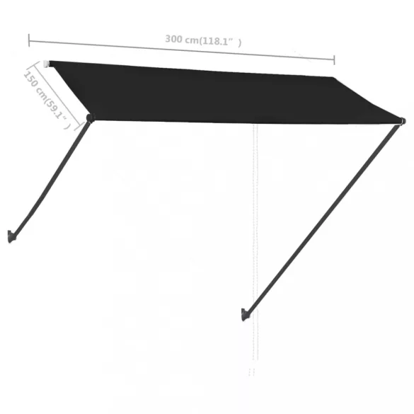feltekerhető antracitszürke napellenző LED-del 300 x 150 cm