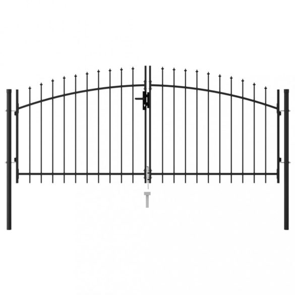 kerítéskapu Woerden kétszárnyú tüskés tetejű ajtóval 299,5x174,5 cm