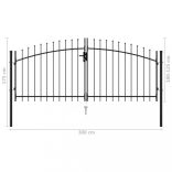 kerítéskapu Woerden kétszárnyú tüskés tetejű ajtóval 299,5x174,5 cm