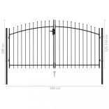 kerítéskapu kétszárnyú Woerden tüskés tetejű ajtóval 299,5x199,5 cm