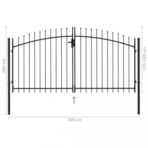 kerítéskapu kétszárnyú Woerden tüskés tetejű ajtóval 299,5x199,5 cm