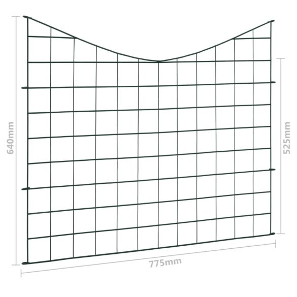 zöld fordítva ívelt kerti kerítés szett 77,5 x 64 cm