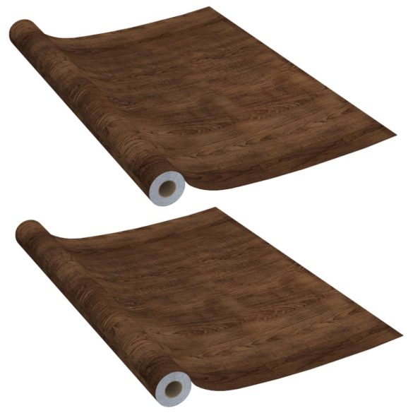 2 db sötét tölgyszínű öntapadó PVC ajtófólia 210 x 90 cm