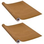 2 db világos tölgyszínű öntapadó PVC ajtófólia 210 x 90 cm
