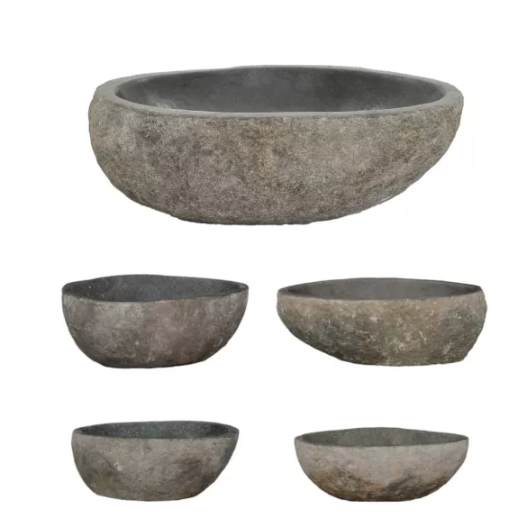 ovális folyami kő mosdókagyló (29-38) x (24-31) cm
