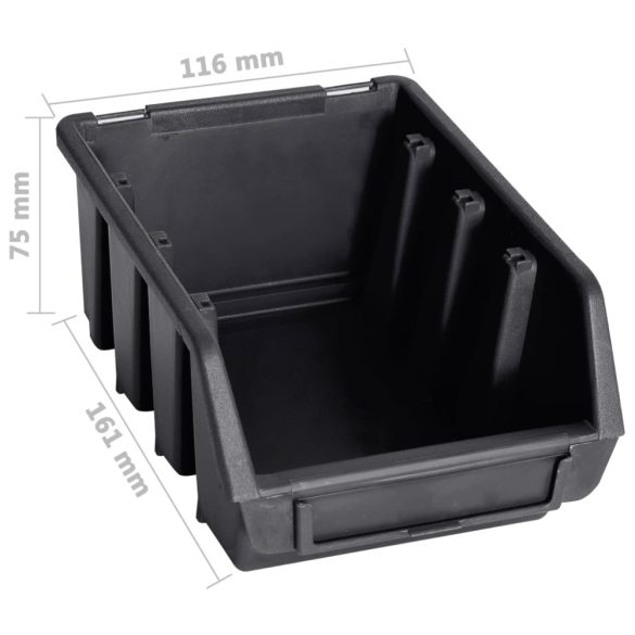 32 darabos piros és fekete tárolódoboz szett fali panelekkel