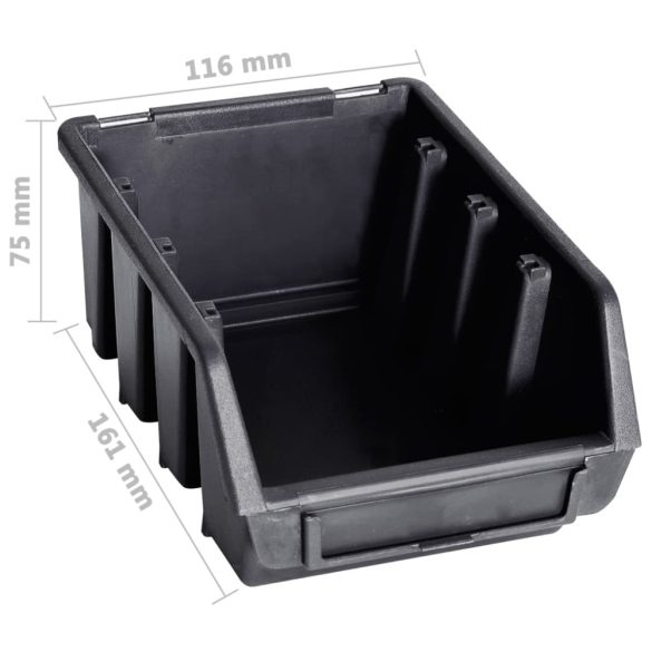 29 darabos piros és fekete tárolódoboz szett fali panelekkel