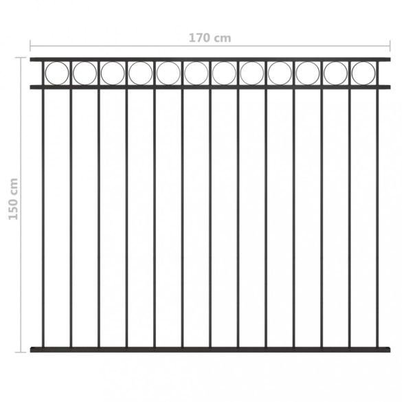 fekete ASSEN acél kerítéspanel 1,7 x 1,5 m