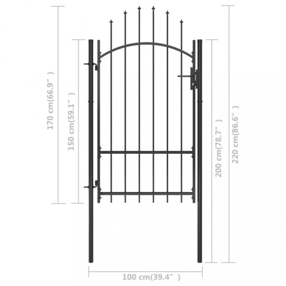 fekete acél kertkapu Woerden 1x1,7 m