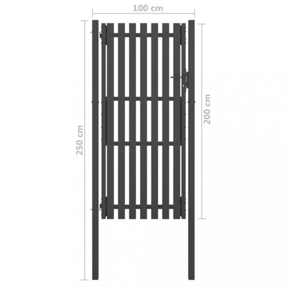 antracit színű acél kerítéskapu 100 x 200 cm