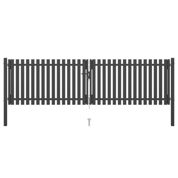 antracit színű acél kerítéskapu 400 x 75 cm