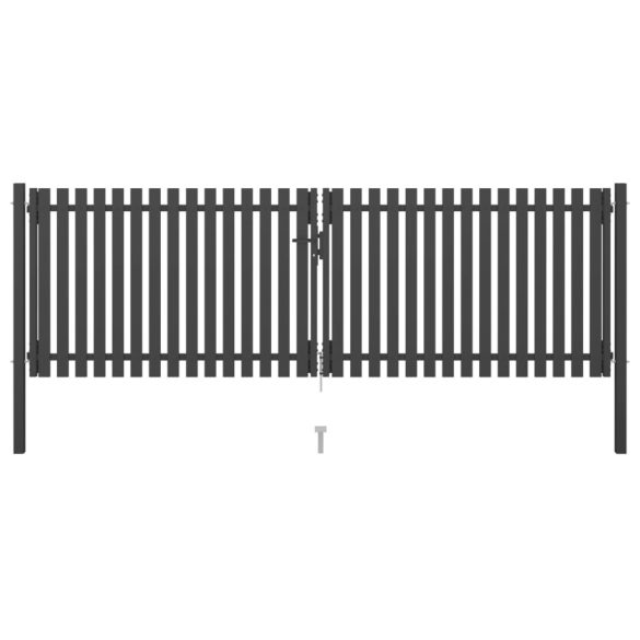 antracit színű acél kerítéskapu 400 x 100 cm