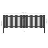 antracit színű acél kerítéskapu 400 x 100 cm