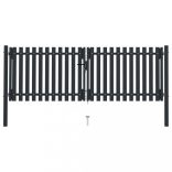 antracit színű, kétszárnyú acél kerítéskapu 300 x 75 cm