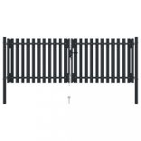 antracit színű, kétszárnyú acél kerítéskapu 300 x 75 cm