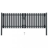 antracit színű, kétszárnyú acél kerítéskapu 300 x 100 cm