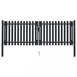   antracit színű, kétszárnyú acél kerítéskapu 300 x 125 cm