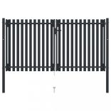 antracit színű, kétszárnyú acél kerítéskapu 300 x 150 cm