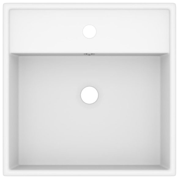 négyszög alakú matt fehér kerámia mosdókagyló túlfolyóval 41 x 41 cm
