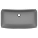négyszögletes matt sötétszürke kerámia luxus mosdókagyló 71 x 38 cm