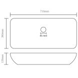 négyszögletes matt sötétszürke kerámia luxus mosdókagyló 71 x 38 cm