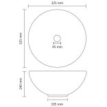 kerek matt fekete kerámia luxus mosdókagyló 32,5 x 14 cm