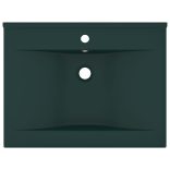 matt sötétzöld kerámia luxus mosdókagyló csapfurattal 60x46 cm