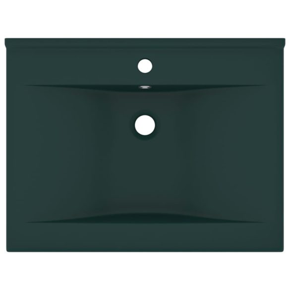 matt sötétzöld kerámia luxus mosdókagyló csapfurattal 60x46 cm