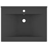 matt sötétszürke kerámia luxus mosdó csaptelepfurattal 60x46 cm