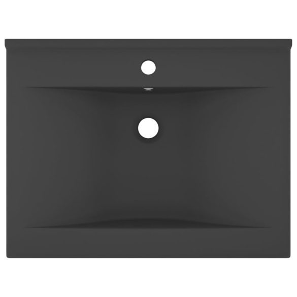 matt sötétszürke kerámia luxus mosdó csaptelepfurattal 60x46 cm