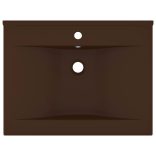 matt sötétbarna kerámia luxus mosdó csaptelepfurattal 60x46 cm