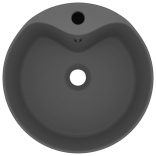 matt sötétszürke luxus kerámia mosdókagyló túlfolyóval 36x13 cm