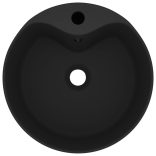 matt fekete luxus kerámia mosdókagyló túlfolyóval 36 x 13 cm