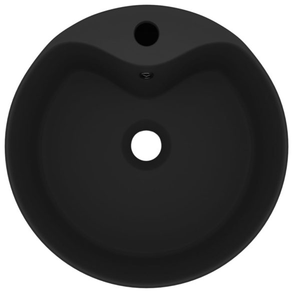 matt fekete luxus kerámia mosdókagyló túlfolyóval 36 x 13 cm