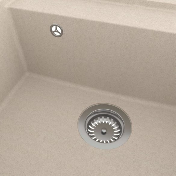 bézs gránit konyhai mosogatótálca túlfolyóval