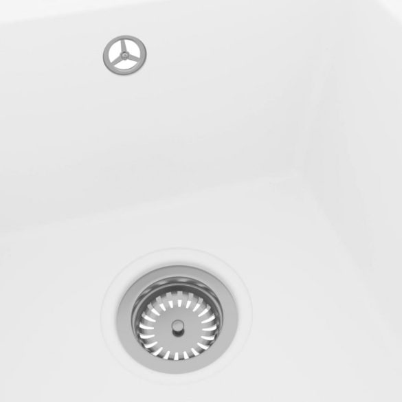 fehér gránit konyhai mosogatótálca túlfolyóval