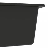 fekete gránit 2 medencés konyhai mosogató túlfolyóval