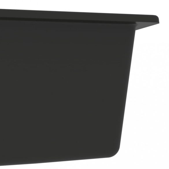 fekete gránit 2 medencés konyhai mosogató túlfolyóval