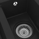 fekete gránit 2 medencés konyhai mosogató túlfolyóval