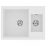 fehér gránit 2 medencés konyhai mosogató túlfolyóval