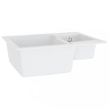 fehér gránit 2 medencés konyhai mosogató túlfolyóval