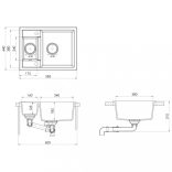 fehér gránit 2 medencés konyhai mosogató túlfolyóval