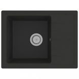 fekete gránit ovális konyhai mosogatótálca túlfolyóval