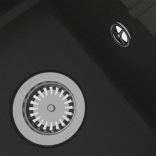 fekete gránit ovális konyhai mosogatótálca túlfolyóval