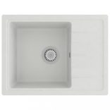 fehér gránit ovális konyhai mosogatótálca túlfolyóval